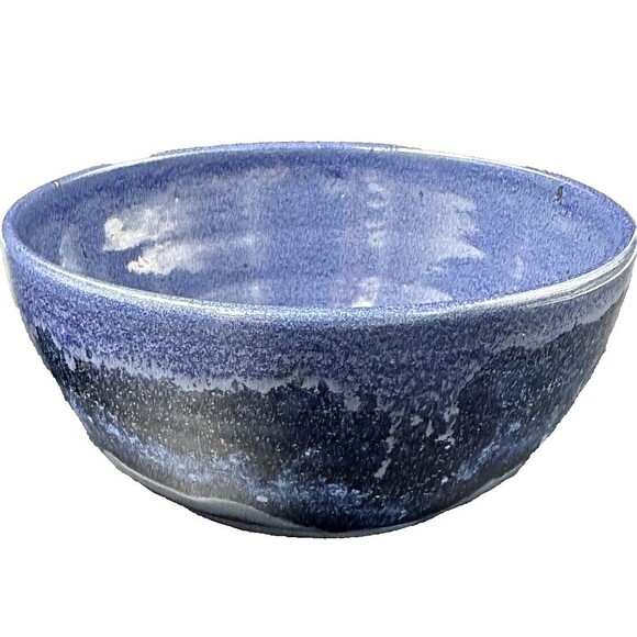 Two Tone Blue Marble Glazed Stoneware Pottery Cereal Soup Ice Cream Bowls 4 - Picture 12 of 16